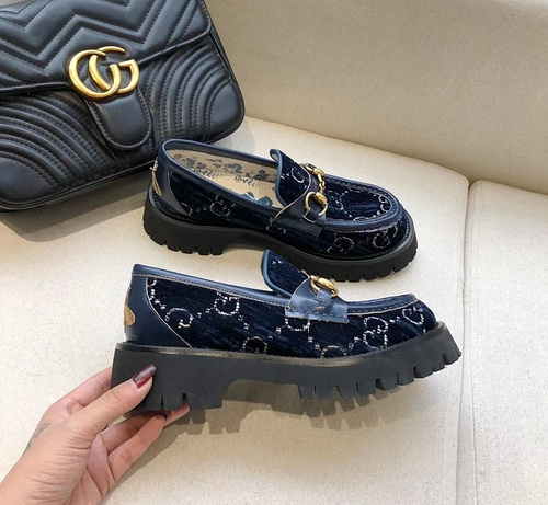 Gucci 2022 spring and autumn new thick-bottomed loose cake little bee Lefu shoes female 35-40_ male 40-45_-3336c656